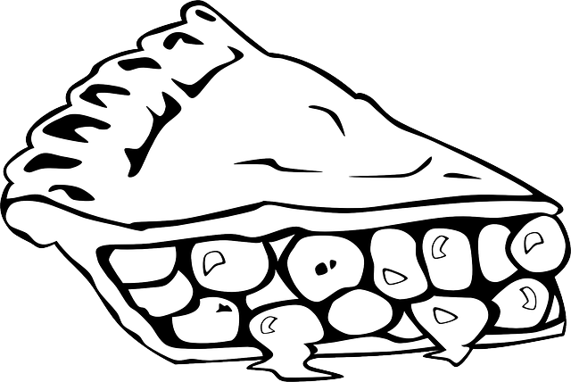 Drawing Black, Food, Slice, Fruit, Menu, Outline, Drawing - Pie Coloring Pages (640x428)