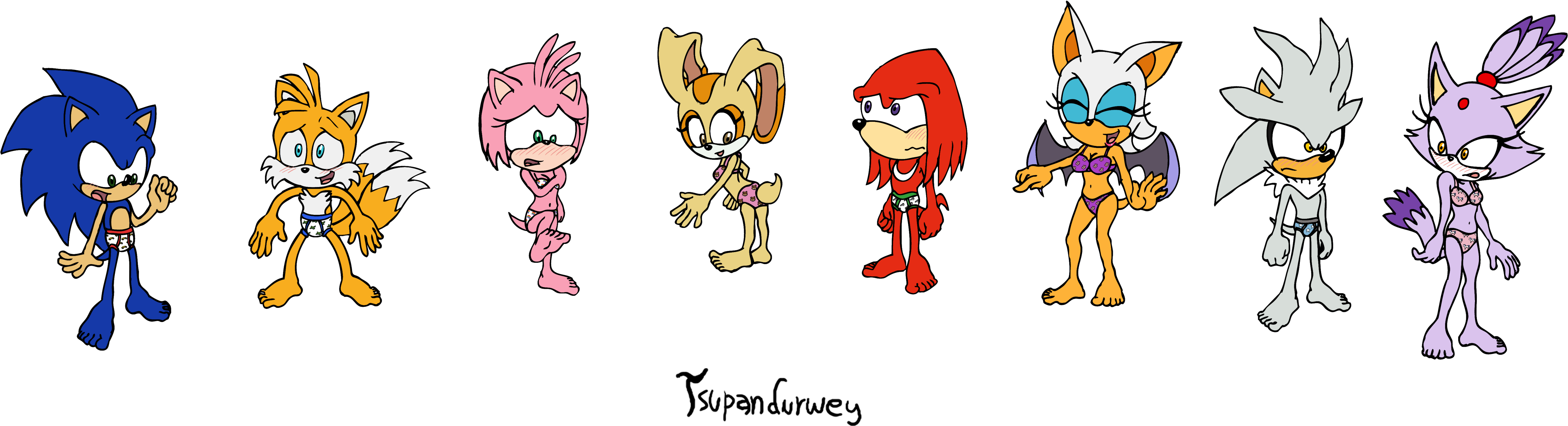 Sonic And Co In Kids Underpants By Tsupy - Sonic Panties (5000x1509)