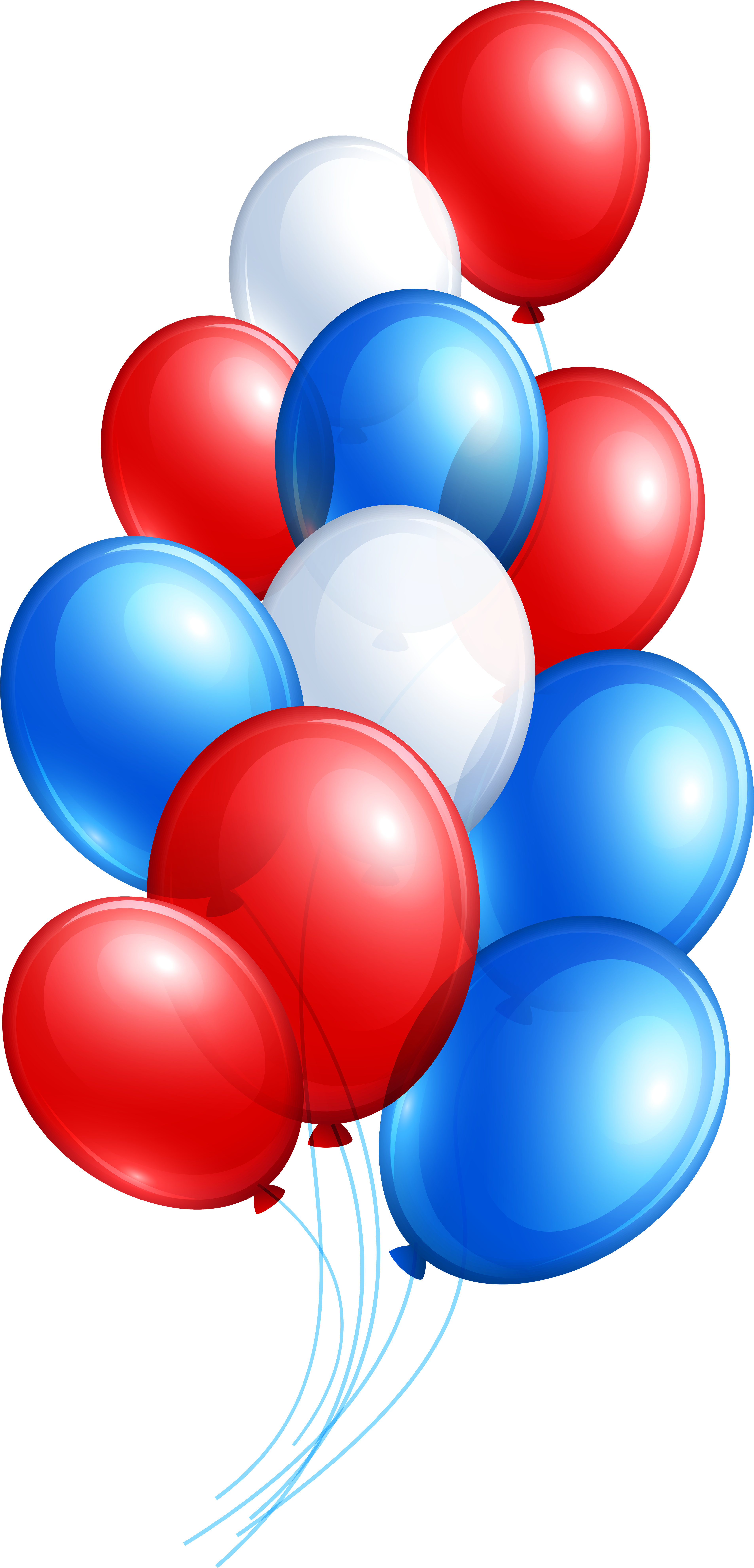 Balloon Clipart 4th July - Red And Blue Balloons Clipart (3848x8000)