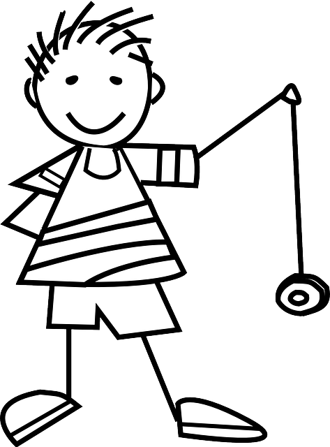 Yo Yo, Toy, Playing, Boy Playing, String Toy, Yo - Yoyo Clipart Black And White (473x640)