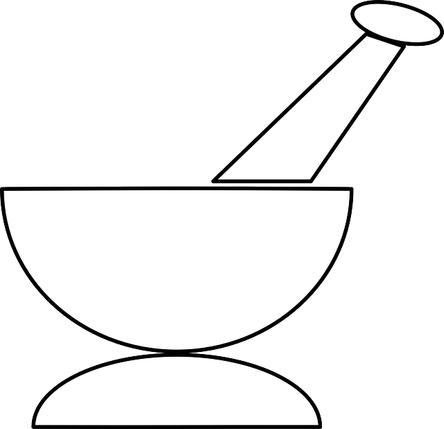 Symbol, Cartoon, Tools, Mortar, Logo, Kitchen - Mortar And Pestle Logo Png (640x618)