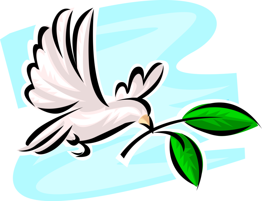 Vector Illustration Of Dove Of Peace Bird Secular Symbol - Illustration (912x700)