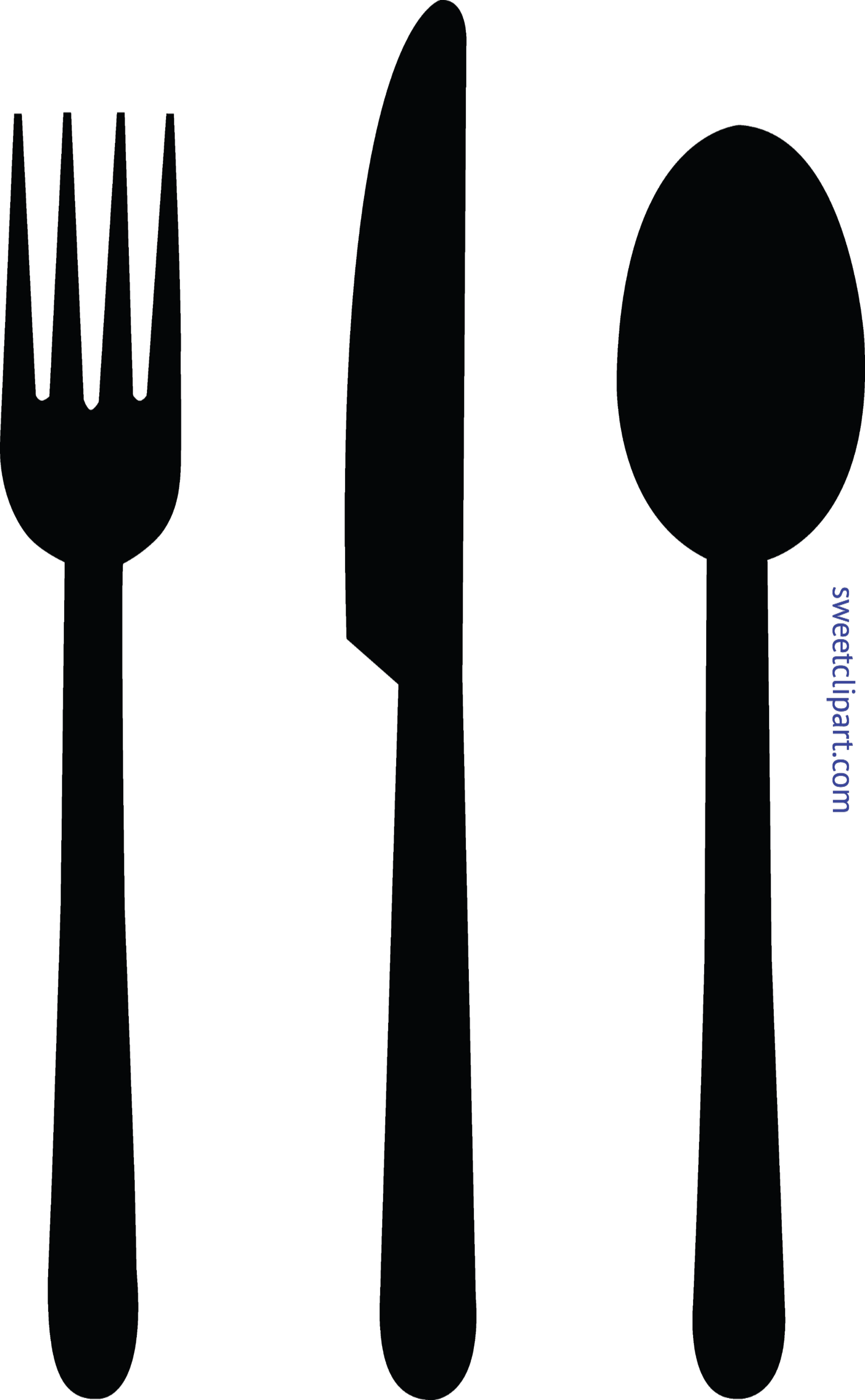 Fork Knife Spoon Black Clip Art - Fork Spoon Knife Clipart (3353x5424)
