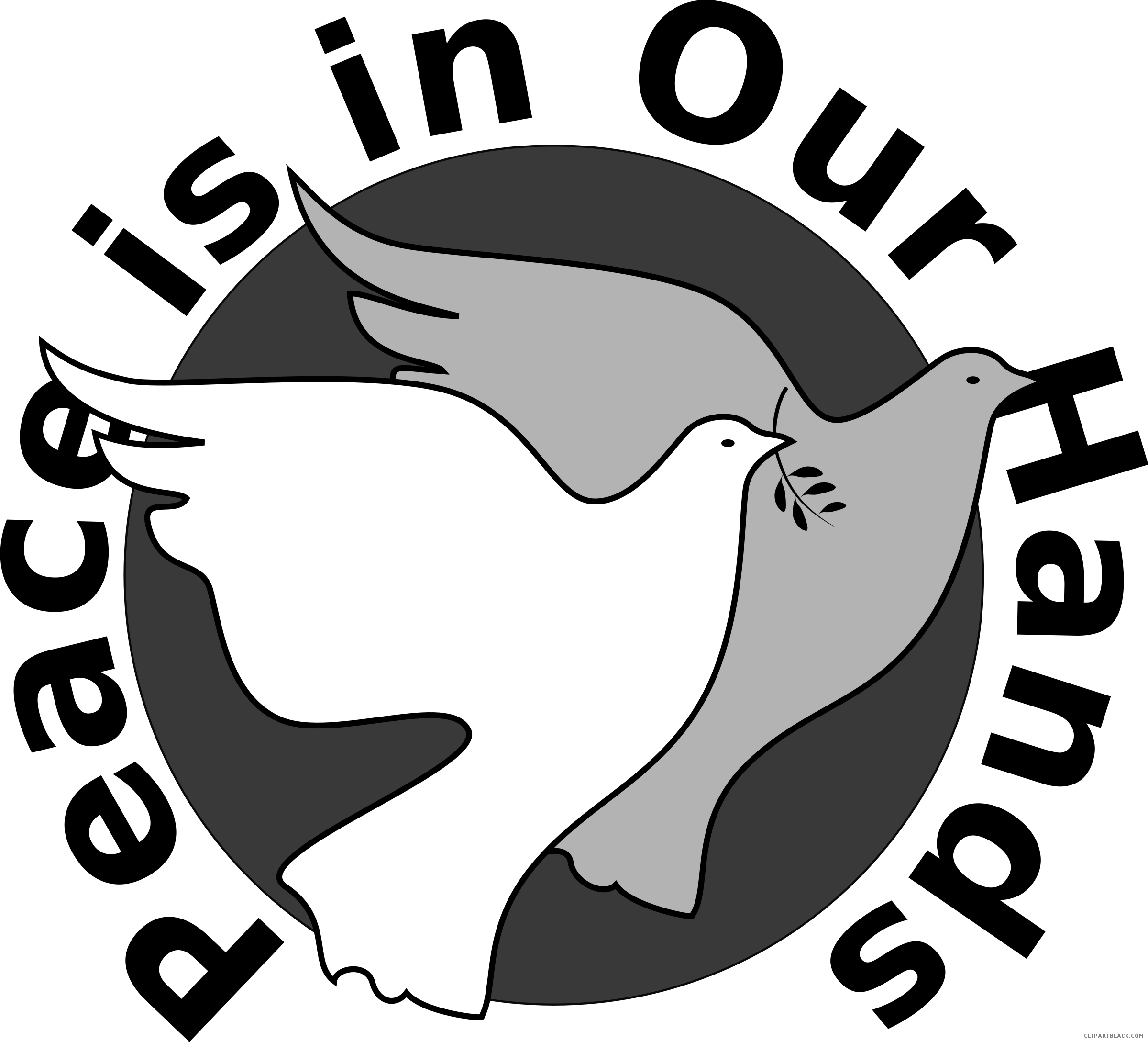Peace Dove Animal Free Black White Clipart Images Clipartblack - Peace Is In Our Hands (2400x2177)