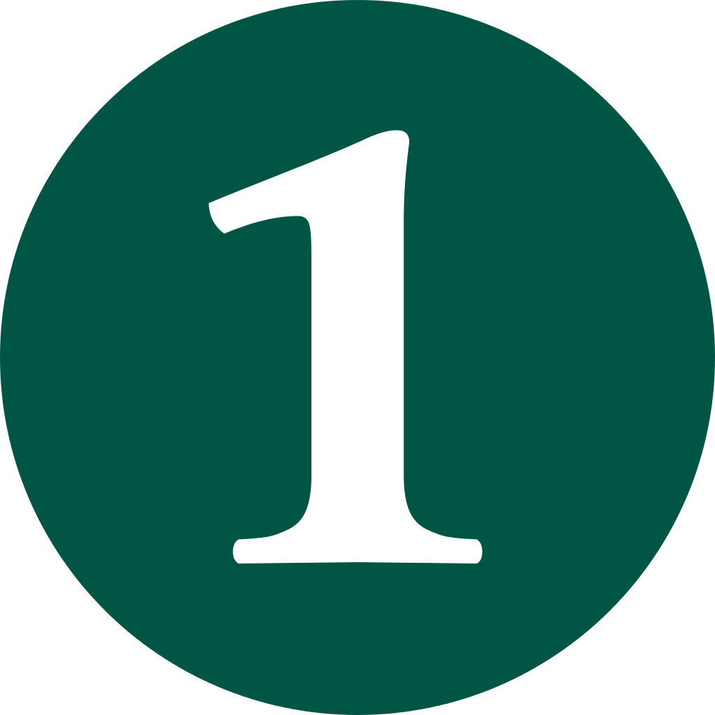 Pin Green Number 1 Clip Art - Likstik (1024x1024)