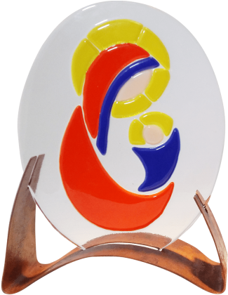 Oval Virgin Mary With Child Jesus - Jesus (460x543)