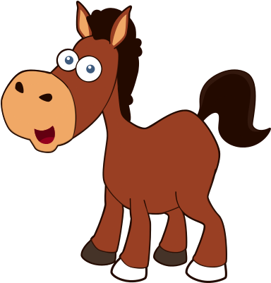 Cartoon Horse Face Front - Cartoon Horse Shower Curtain (391x408)