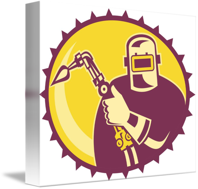 Welder Worker Welding Torch Retro Mousepad (650x620)