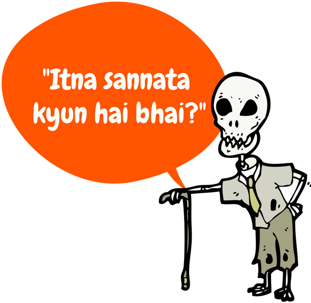Bollywood Dialogues Messages Sticker-6 - Skeleton Cartoon (618x618)
