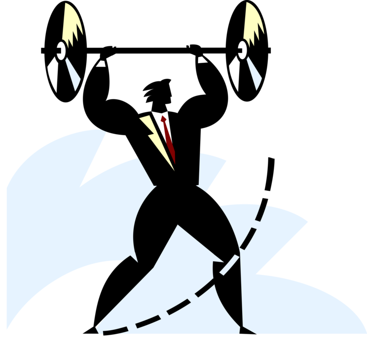 Vector Illustration Of Businessman Weightlifter Lifting - Electrical Engineering (744x700)