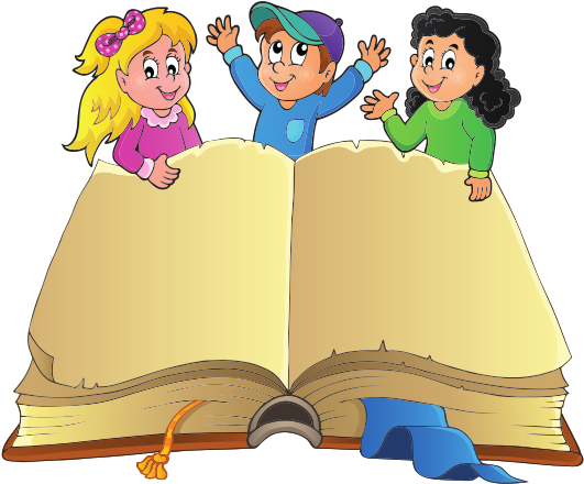 Open Book With Happy Kids - Imagenes Niños Con Un Libro Abierto (550x457)