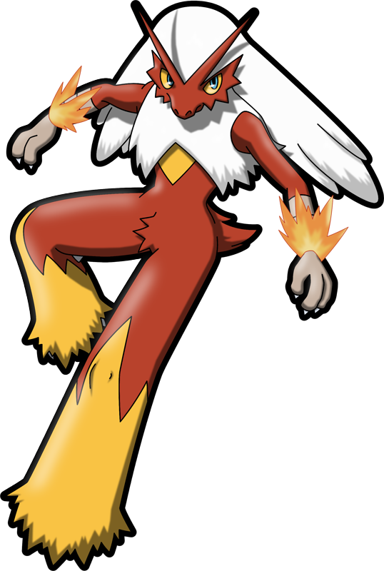 Stats, Moves, Evolution - Blaziken Front View (538x800)