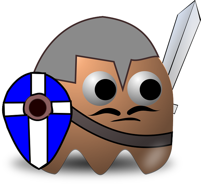 Cartoon Knight, Warrior, Pacman, Pac-man, Cartoon - Pacman Knight (640x593)