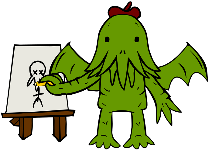 Artsy Cthulhu By Creepyboy - Cartoon (720x502)