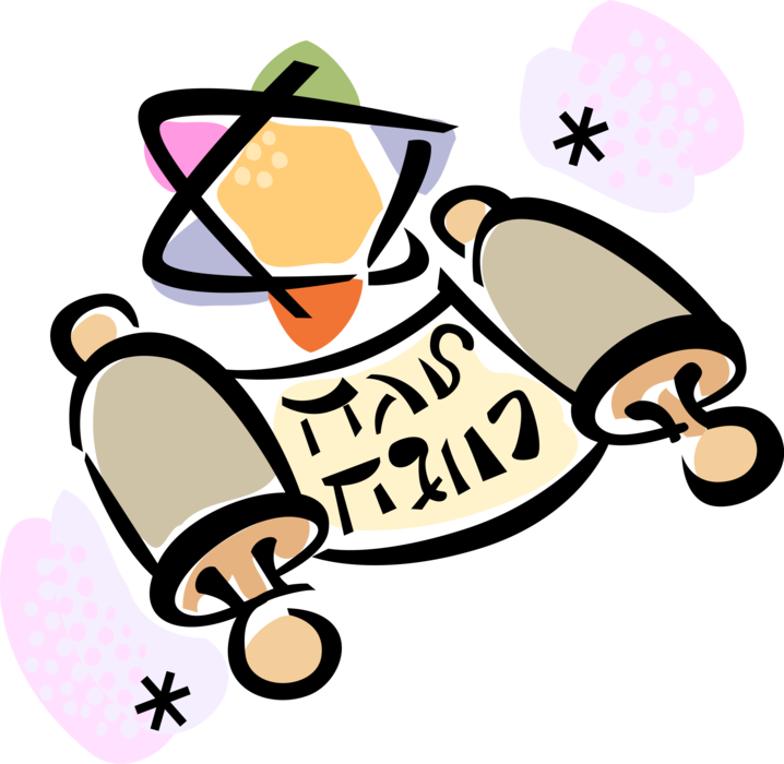 Vector Illustration Of Jewish Hebrew Sefer Torah Scroll - Vector Illustration Of Jewish Hebrew Sefer Torah Scroll (718x700)
