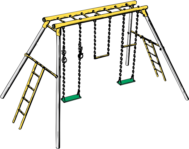 Clipart - Swing Set - Swing And Monkey Bars (954x750)
