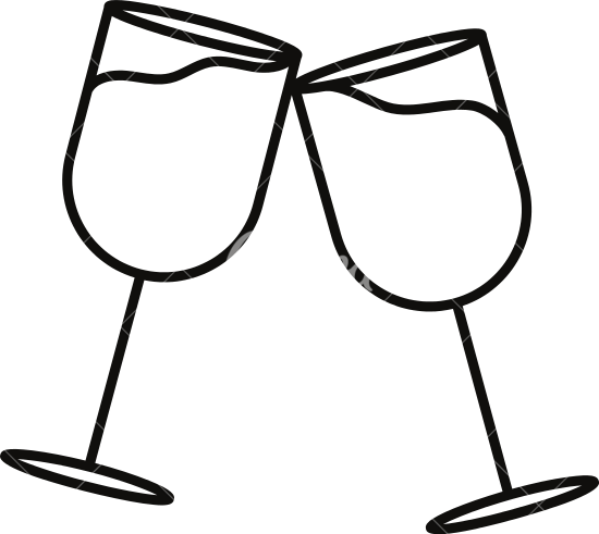 Wine Glass Toast Outline - Outline Wine Glass (550x491)
