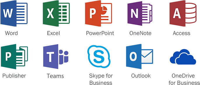 Microsoft Office 365 Icons With Names Teams - Office 365 Applications Skype (700x342)