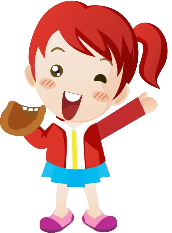 Baseball Cartoon - Playful Girl - 卡通 (700x800)