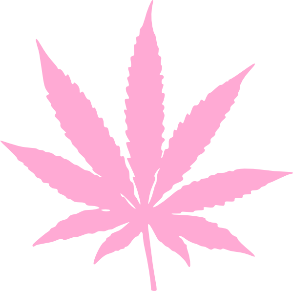 Pink Weed Leaf Clip Art - Marijuana Black And White (600x596)