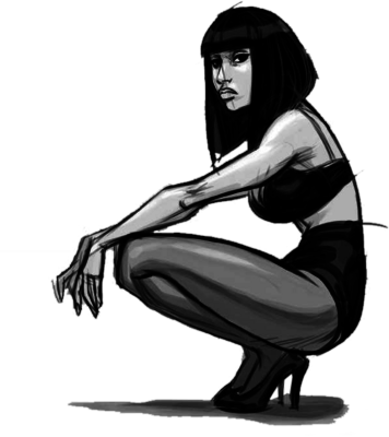 Nicki Minaj Drawing Black And White - Nicki Minaj Cartoon Drawing (356x400)