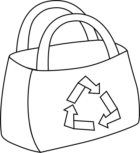 Earth Day Clip Art > Black Clipart - Shopping Bag (458x500)
