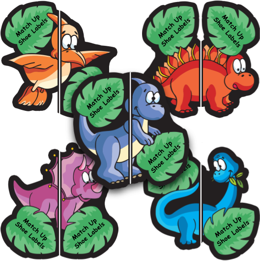 5 Fun Dinosaur Designs Of Match Up Shoe Labels - Label (588x588)