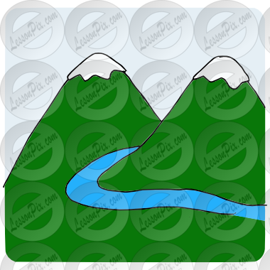 Sream Clipart Hill Mountain - Mountain And Stream Cartoon (380x380)