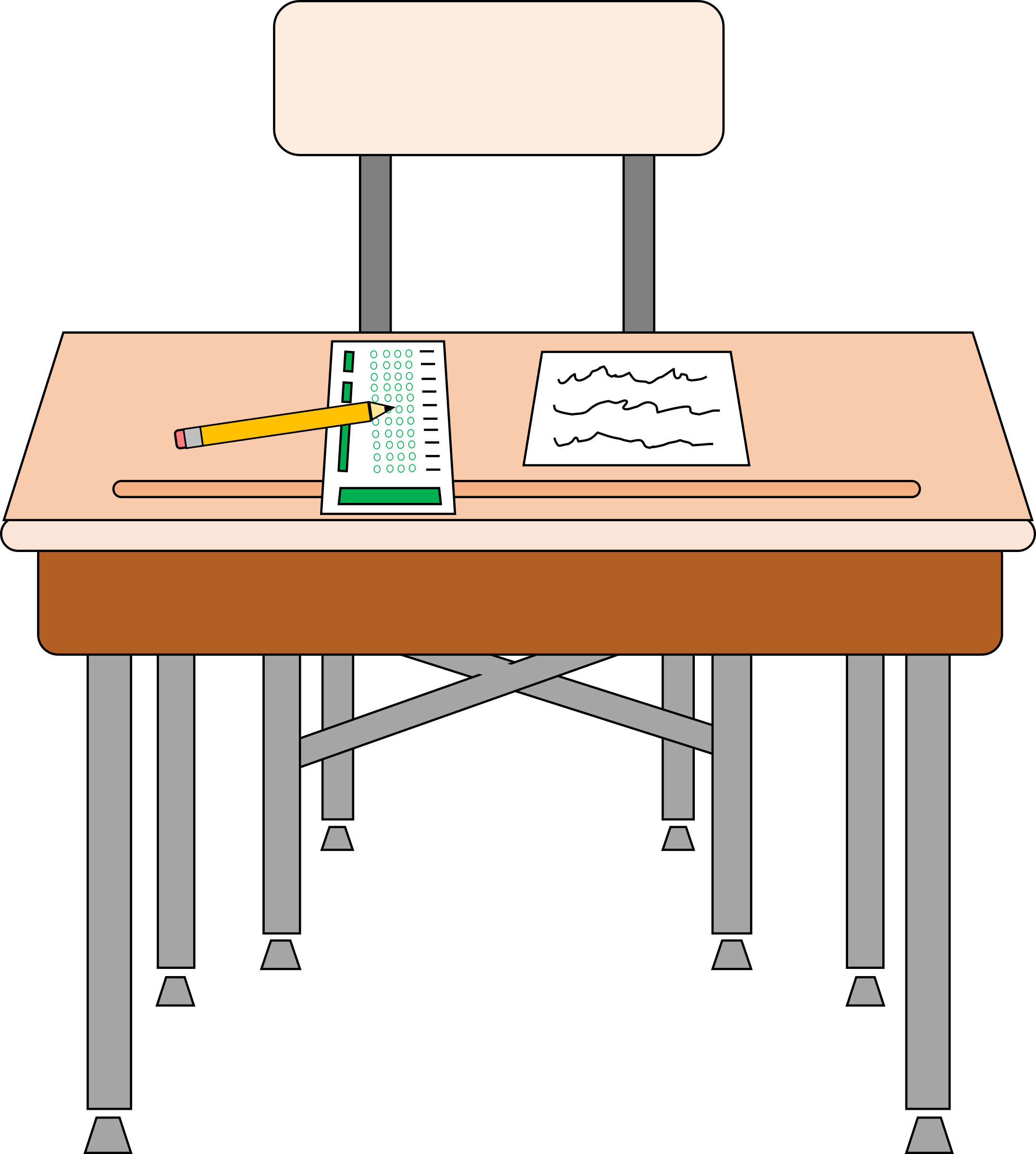 School Desk Clip Art - Desk Clipart Png (2156x2400)