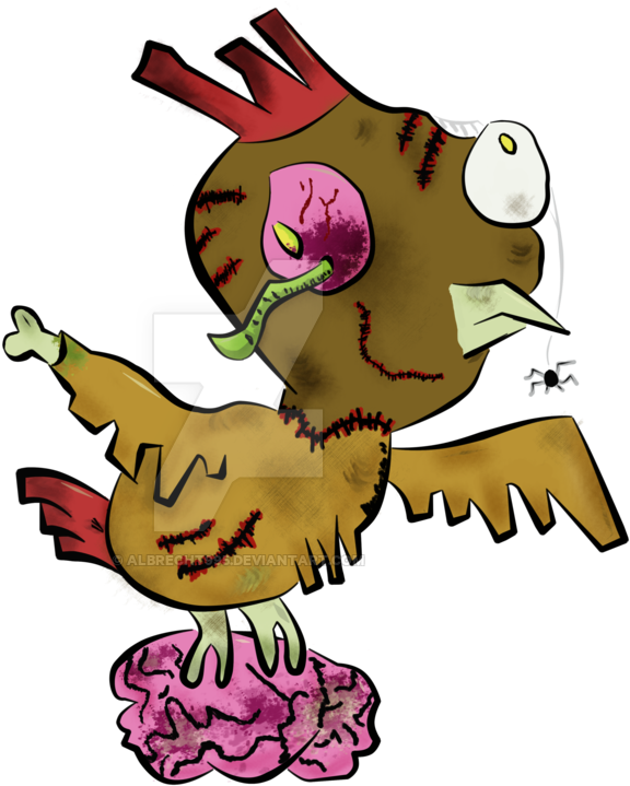 Zombie Chicken Brown By Albrecht995 Zombie Chicken - Drawing (1024x894)