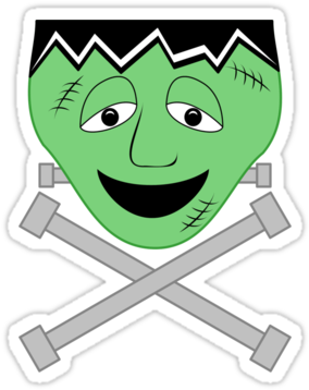 Cartoon Frankenstein Monster Face And Crossbolts Stickers - Frankenstein's Monster (375x360)