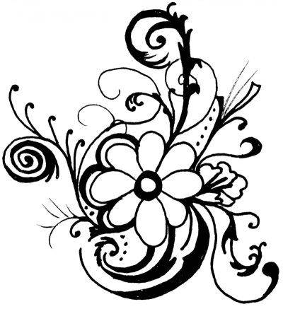 Flower Black And White Clipart Images Illustrations - Flowers Clip Art Black And White Border (400x437)