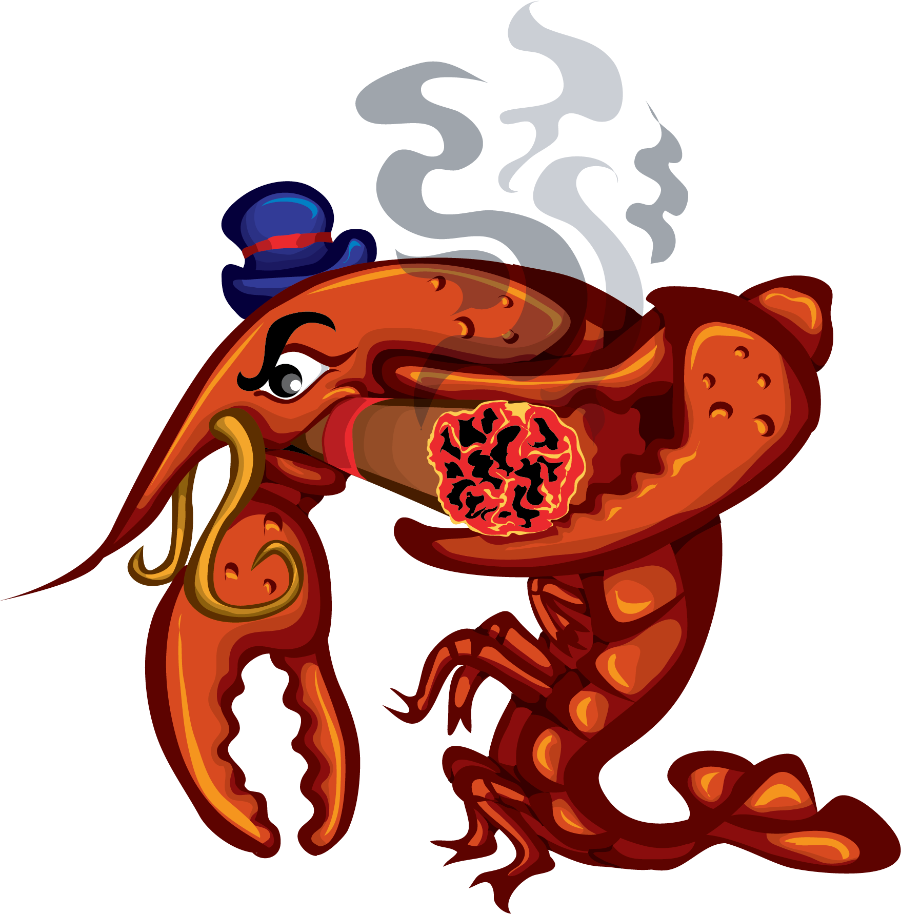 Crawfish Smoking Cigar Clip Art - Crawfish 7 Restaurant (2550x3300)