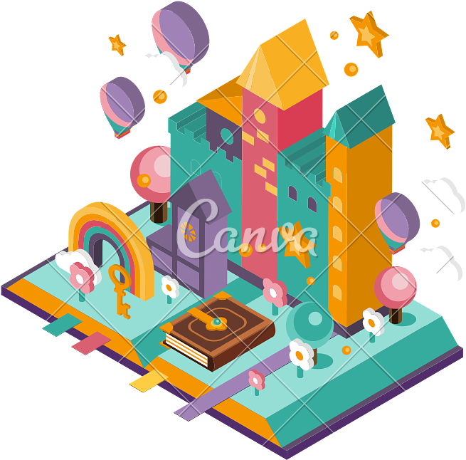 Open Book With Pop-up Fairy Tale Elements - Fairy Tale (800x800)