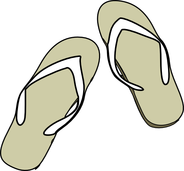 Flip Flops Black White Clip Art At Clker - White (600x559)