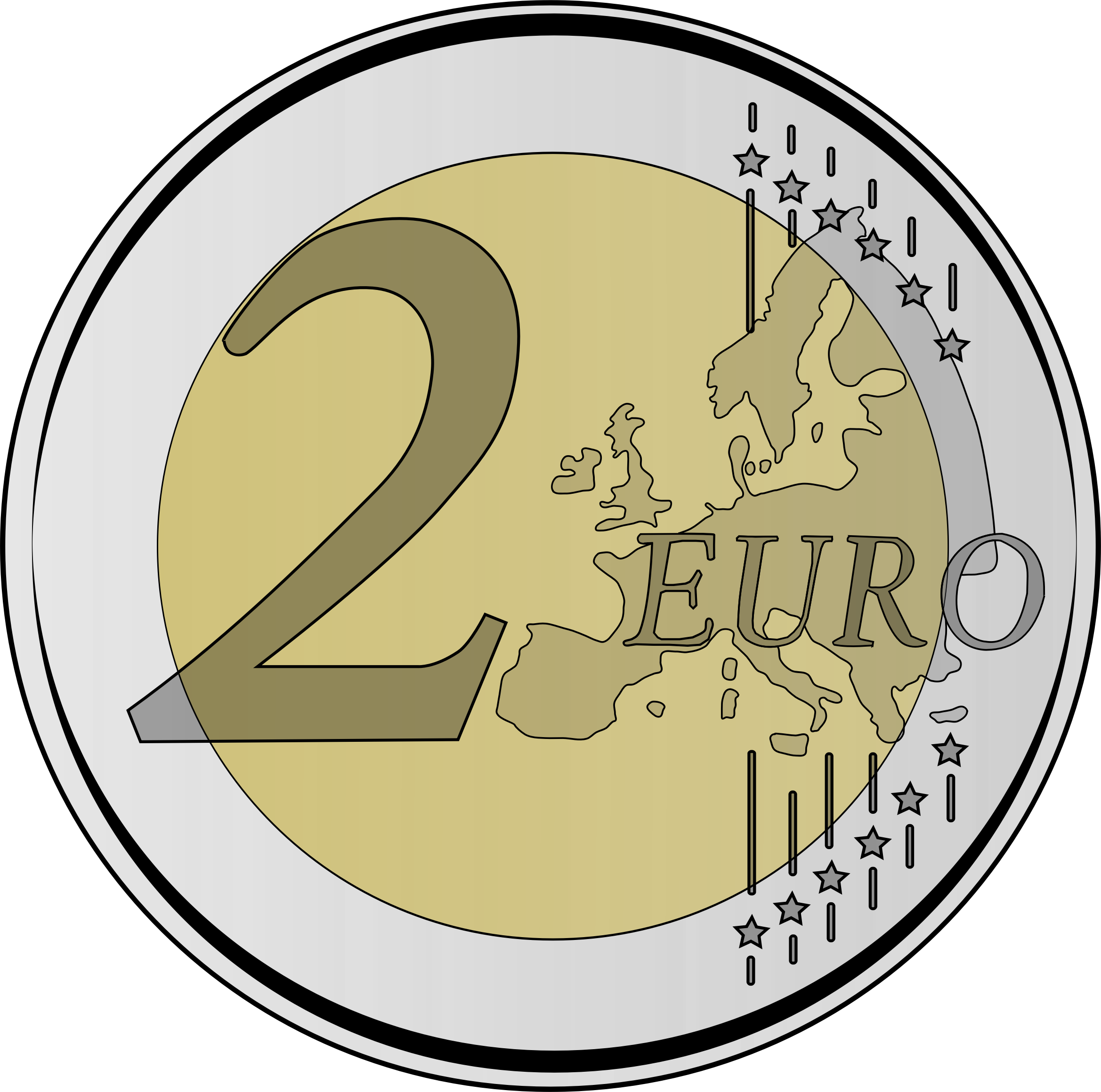 Clipart - 2 Euros Png (2338x2320)