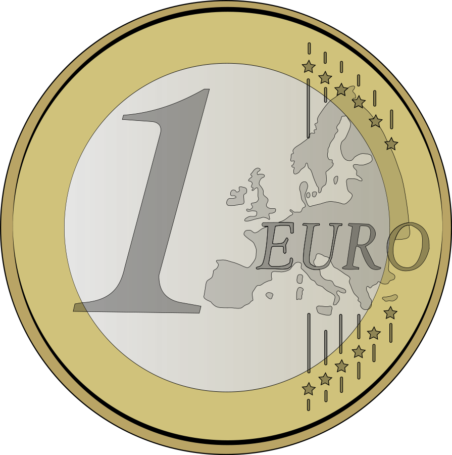 1 Euro Coin Euro Sign Euro Coins Clip Art - 1 Euro Coin Euro Sign Euro Coins Clip Art (895x900)