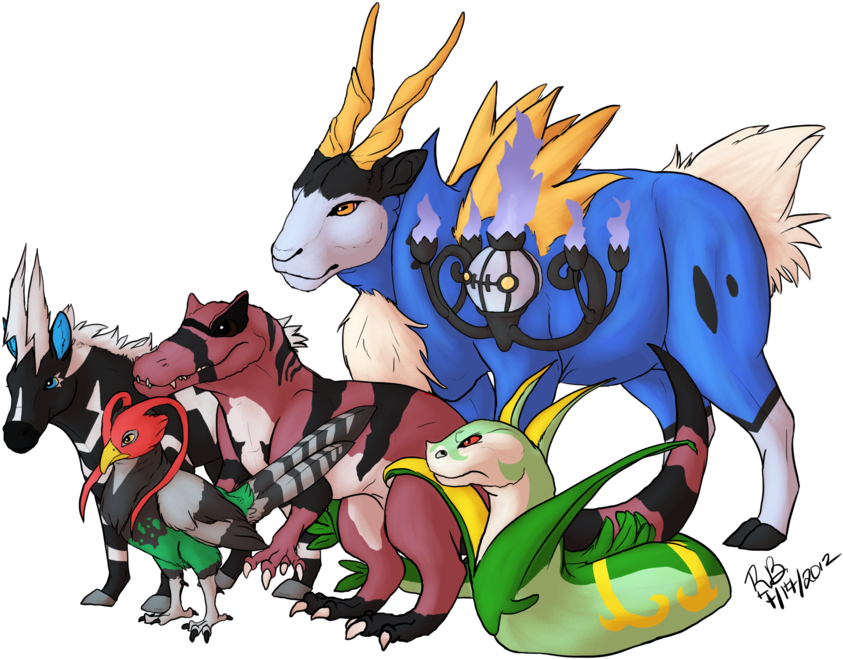 Pokemon Black Team By Rae-elic - Black Manga Pokemon Team (900x672)