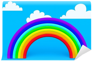 Plasticine Rainbow With White Clouds Wall Mural • Pixers® - Circle (400x400)