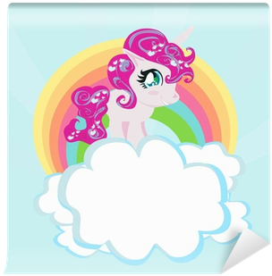 Card With A Cute Unicorn Rainbow In The Clouds - El Arcoiris Del Unicornio (400x400)