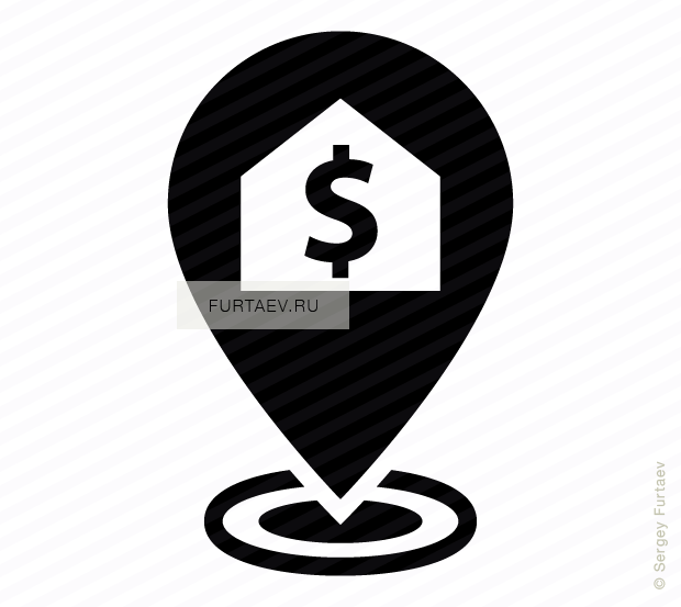 Vector Icon Of House With Dollar Sign On Map Marker - Home Location Icon Vector (620x553)