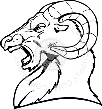Mean Ram Head - Drawing Of A Ram Head (337x361)