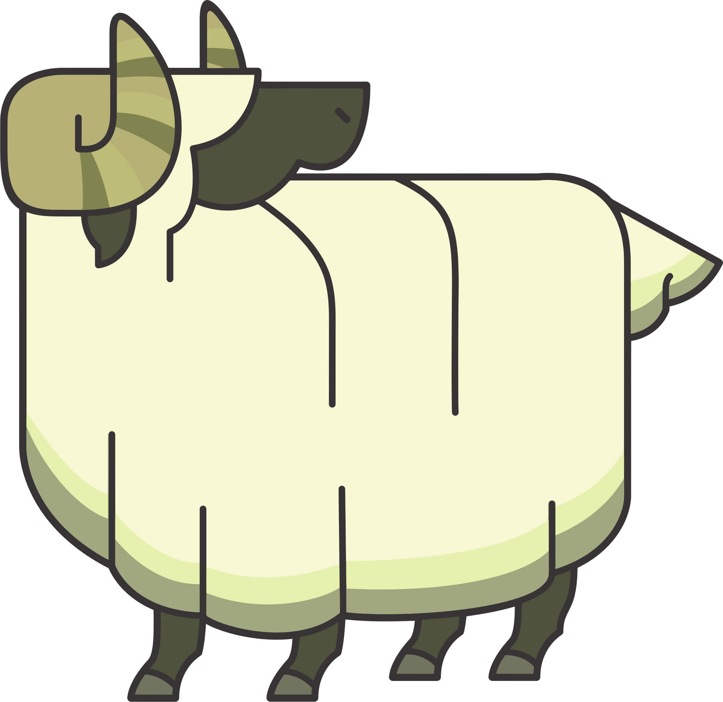 Stylized Cartoon Ram Bclipart - Cartoon Ram Png (2301x2235)