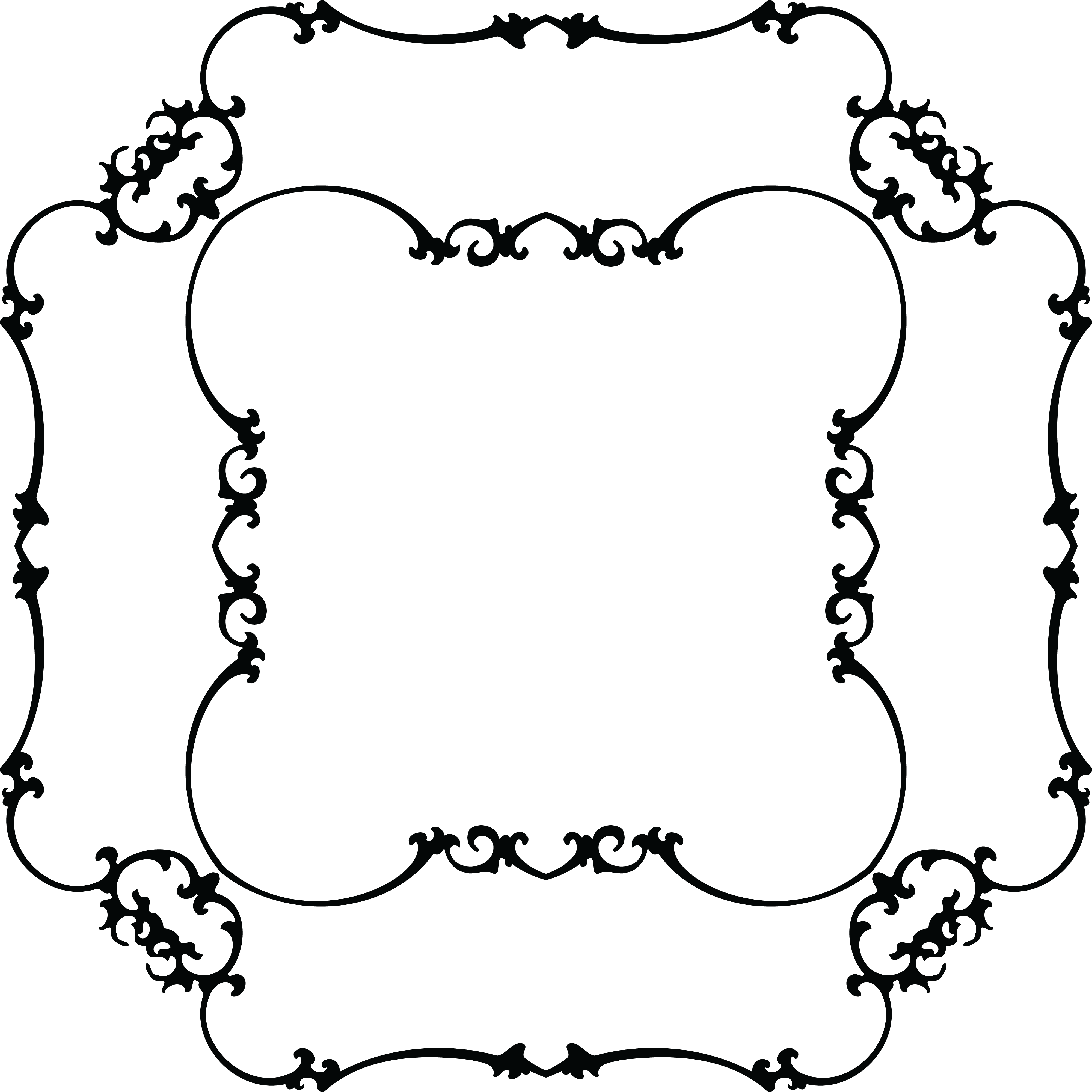 Free Clipart Of A Fancy Floral Frame Black And White - Clip Art (4000x4000)
