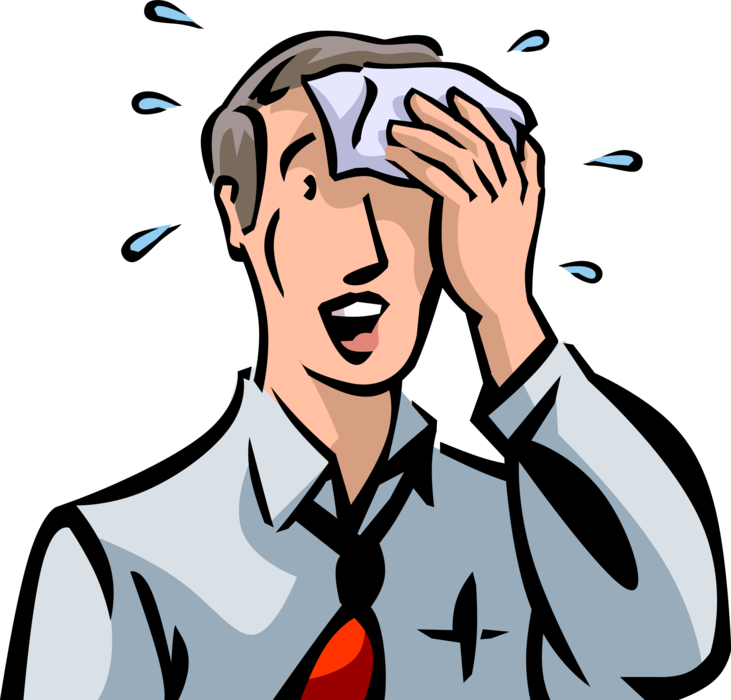 Vector Illustration Of Exhausted Businessman Wipes - Erschöpft Clipart (731x700)