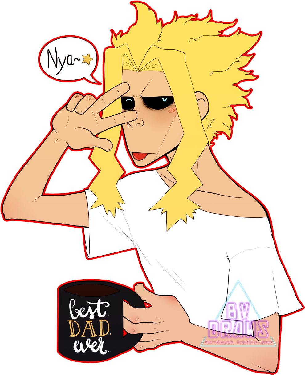 All Might Being Cute And Tired - Cartoon (1019x1273)
