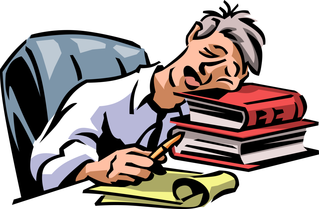 Vector Illustration Of Exhausted, Overworked, Underappreciated - Tired Office Worker (1066x700)