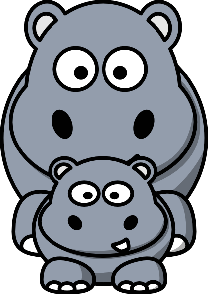 Hippo Mom Clip Art At Clker - Cartoon Hippopotamus Throw Blanket (420x592)