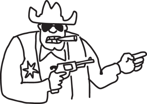 Naive Cartoon Of Sheriff With Gun - Wild West Doodle (480x340)
