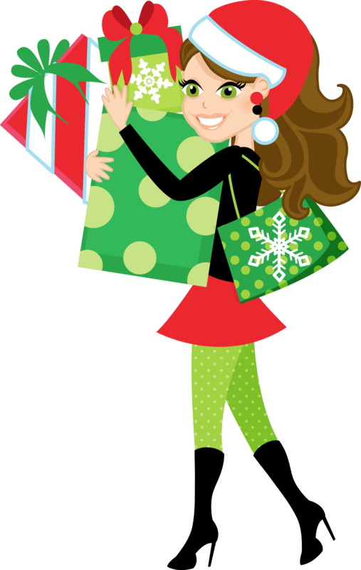Pin Christmas Girl Clipart - Christmas Shopping Cupcake Toppers, 14 Christmas Shopping (507x800)